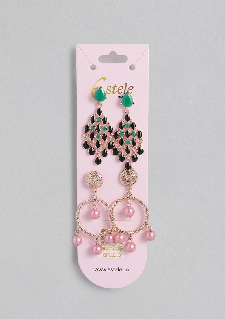 Green Solid Gold Plated Earrings