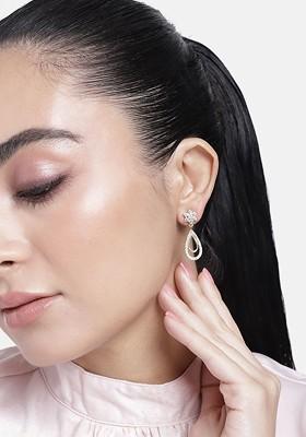 White Cz Gold Plated Earrings