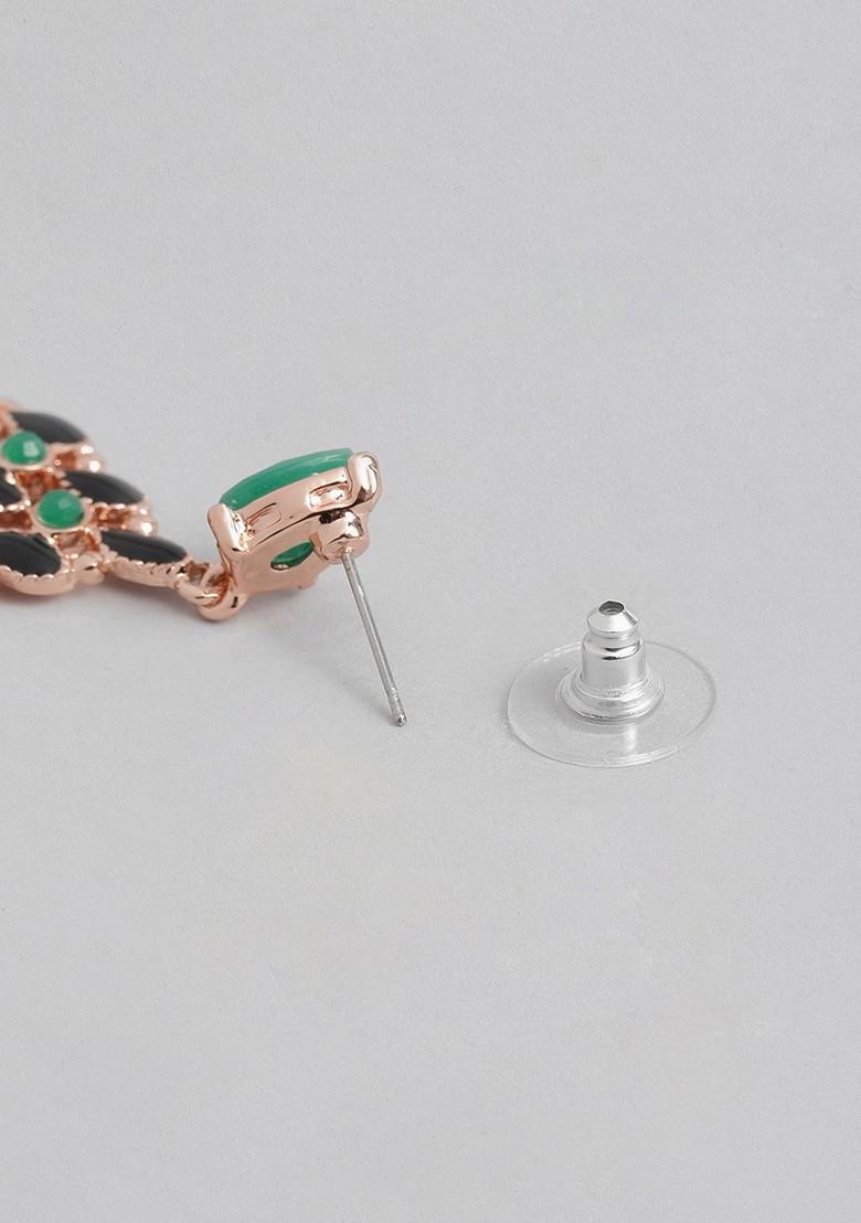 Green Solid Gold Plated Earrings