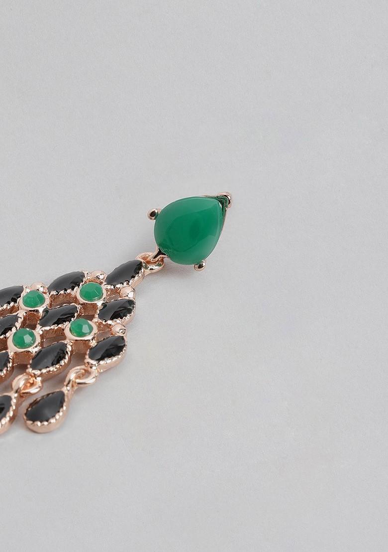 Green Solid Gold Plated Earrings