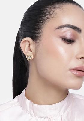 White Cz Gold Plated Earrings