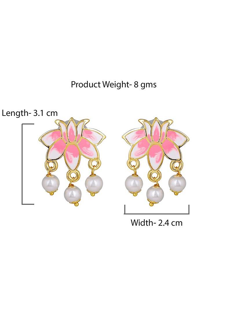 Pink Studded Gold Plated Earrings