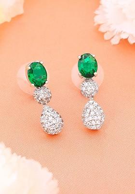 Silver Teardrop Shaped Rhodium Plated Earrings