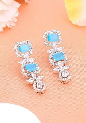 Blue Solid Rhodium Plated Earrings