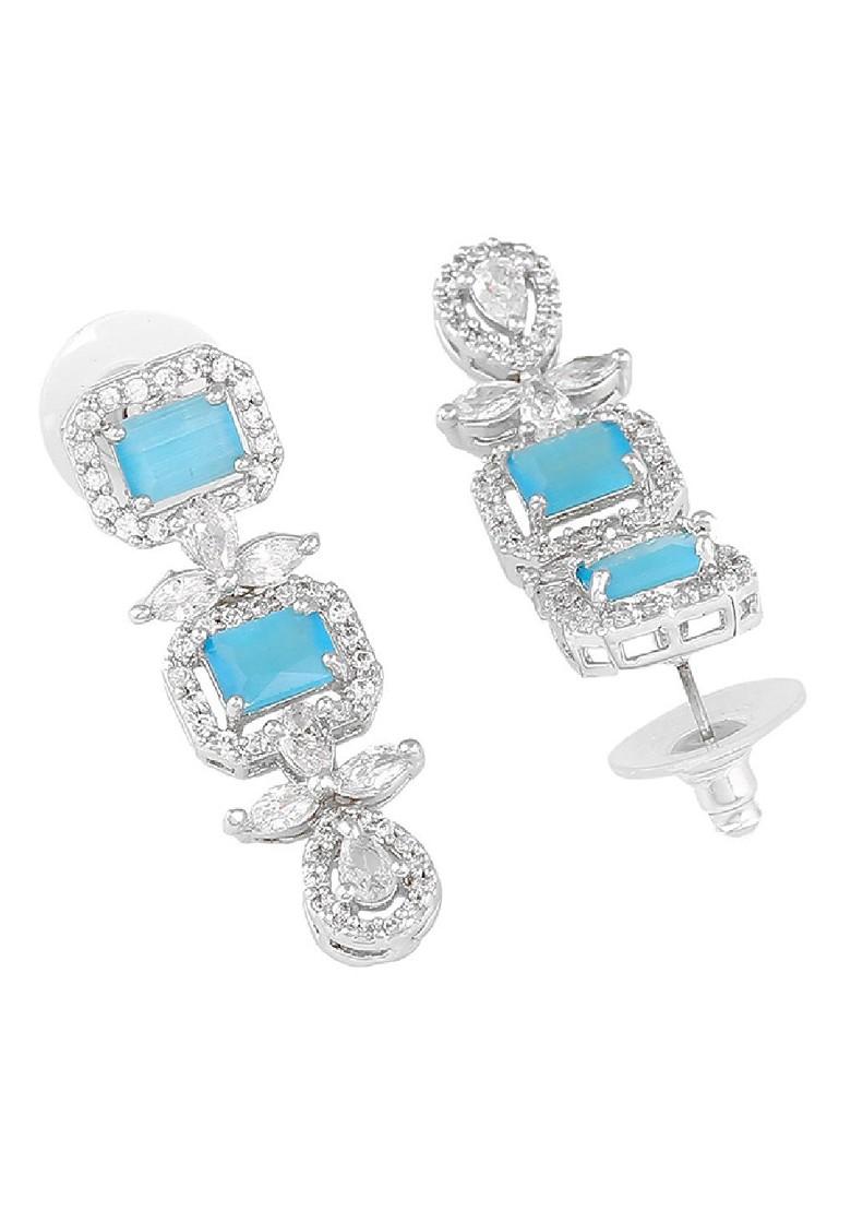 Blue Solid Rhodium Plated Earrings