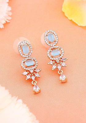 Blue Solid Gold Plated Earrings