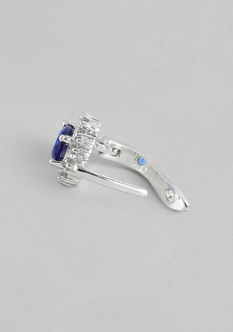 Silver Cz Rhodium Plated Earrings