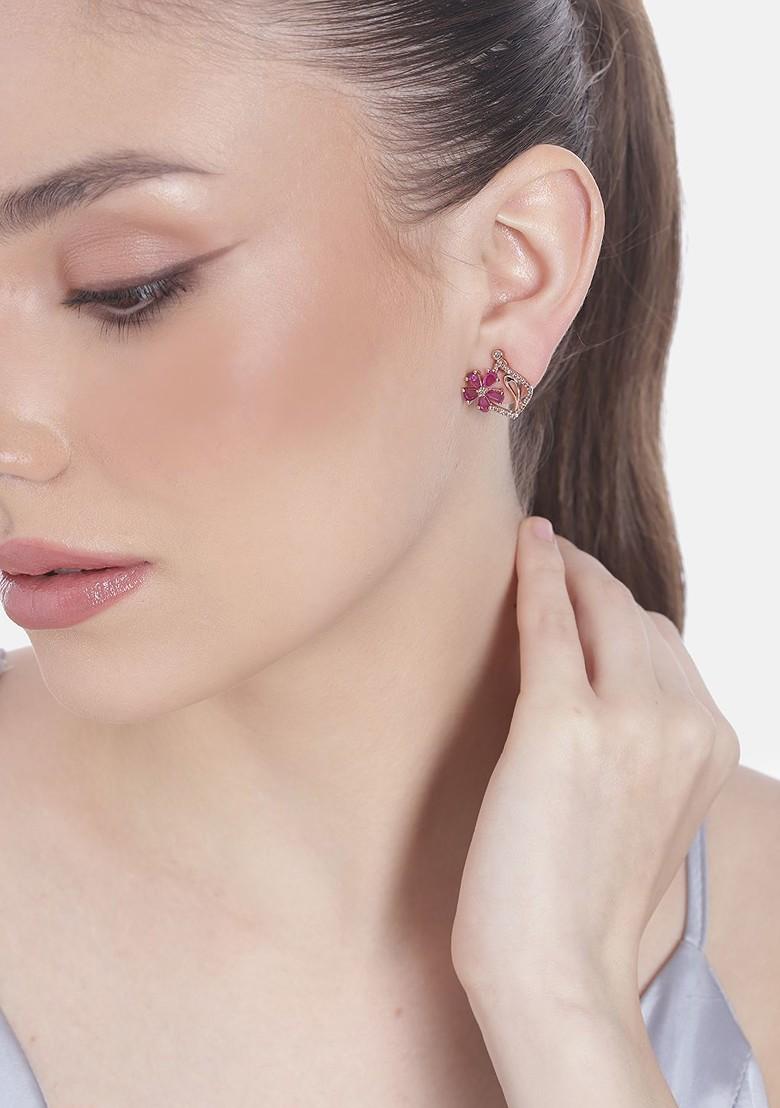 Rose Gold Cz Gold Plated Earrings