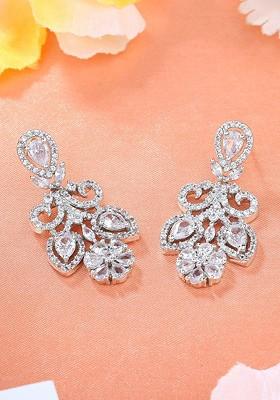 Silver Studded Rhodium Plated Earrings