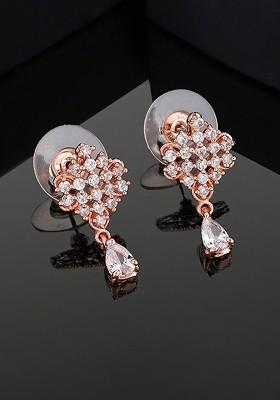Rose Gold Teardrop Shaped Gold Plated Earrings