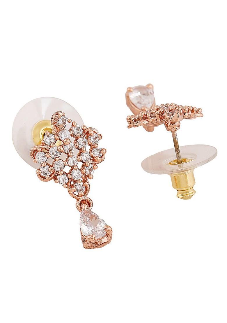 Rose Gold Teardrop Shaped Gold Plated Earrings