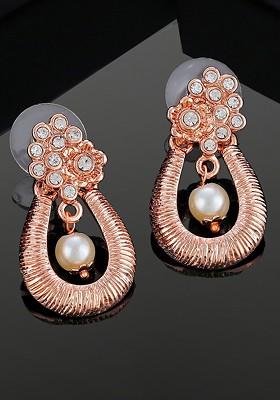 Rose Gold Teardrop Shaped Gold Plated Earrings