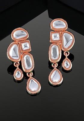 Rose Gold Teardrop Shaped Gold Plated Earrings