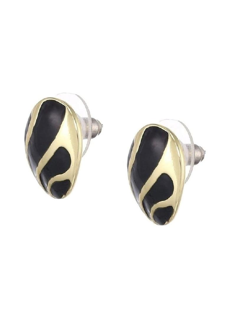 Black Studded Gold Plated Earrings