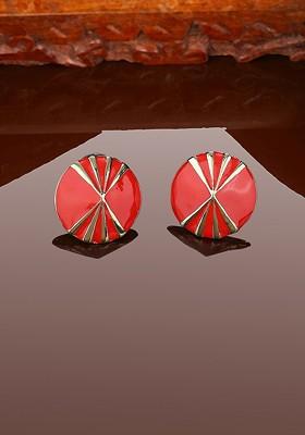 Red Studded Gold Plated Earrings