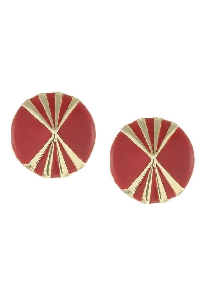 Red Studded Gold Plated Earrings