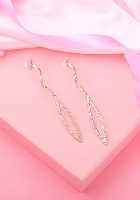 White Teardrop Shaped Gold Plated Earrings