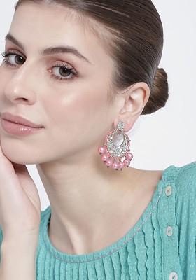 Pink Solid Rhodium Plated Earrings