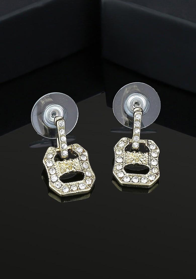 White Solid Gold Plated Earrings