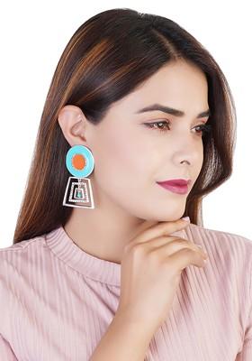 Blue Solid Rhodium Plated Earrings