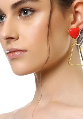 Red Solid Gold Plated Earrings