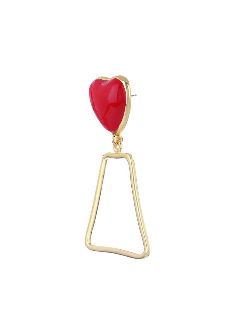 Red Solid Gold Plated Earrings