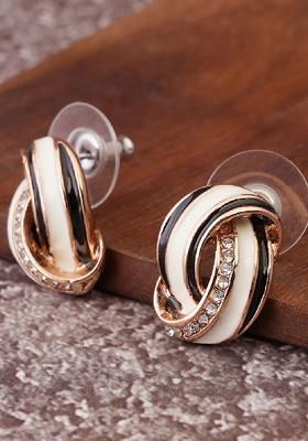 White Crystals Gold Plated Earrings