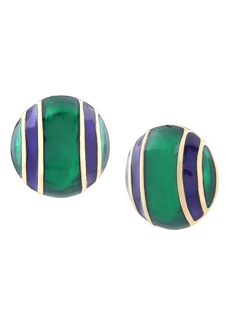 Green Studded Gold Plated Earrings