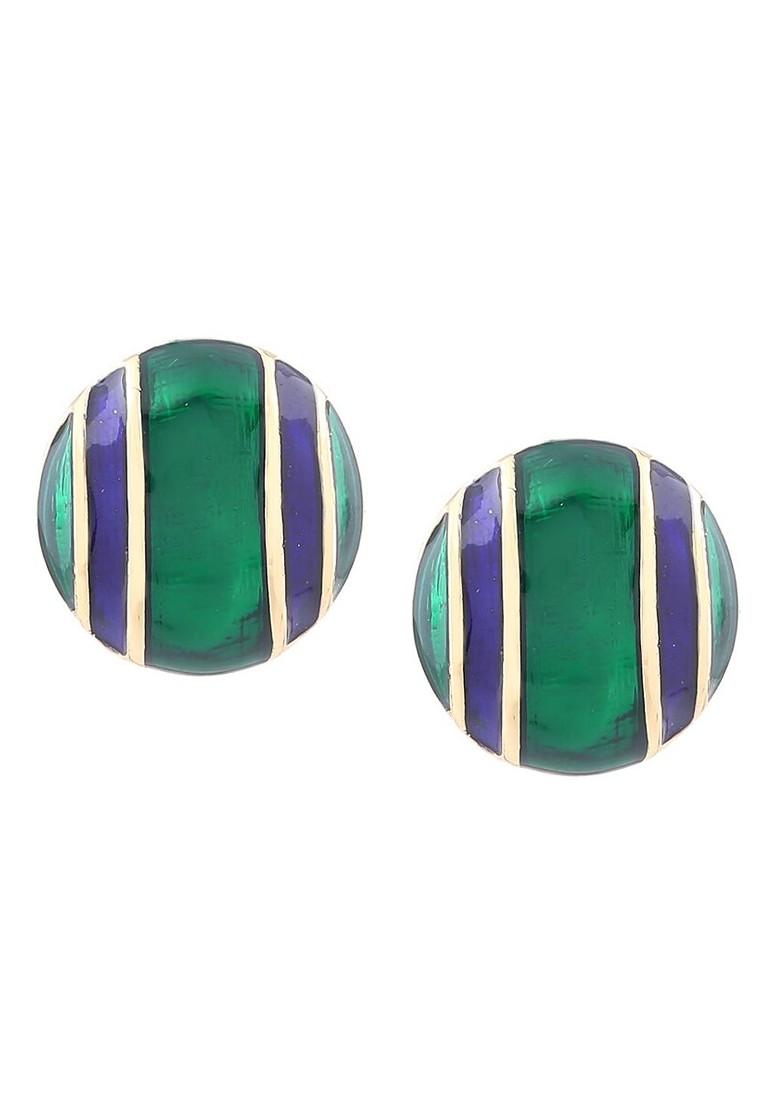 Green Studded Gold Plated Earrings