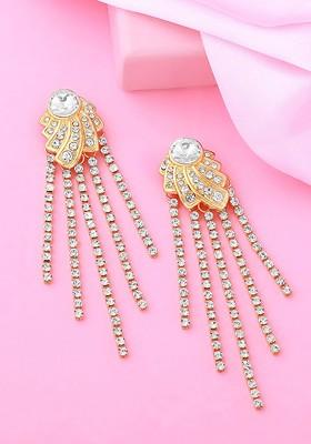 White Solid Gold Plated Earrings