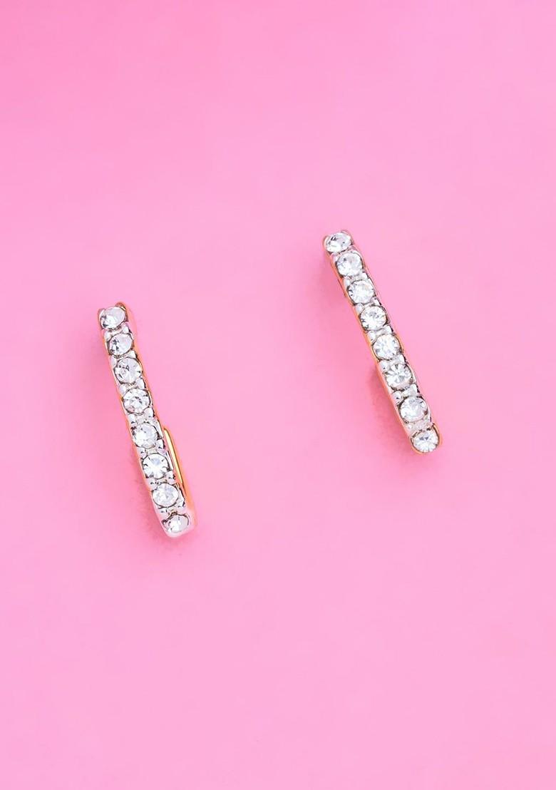 White Solid Gold Plated Earrings