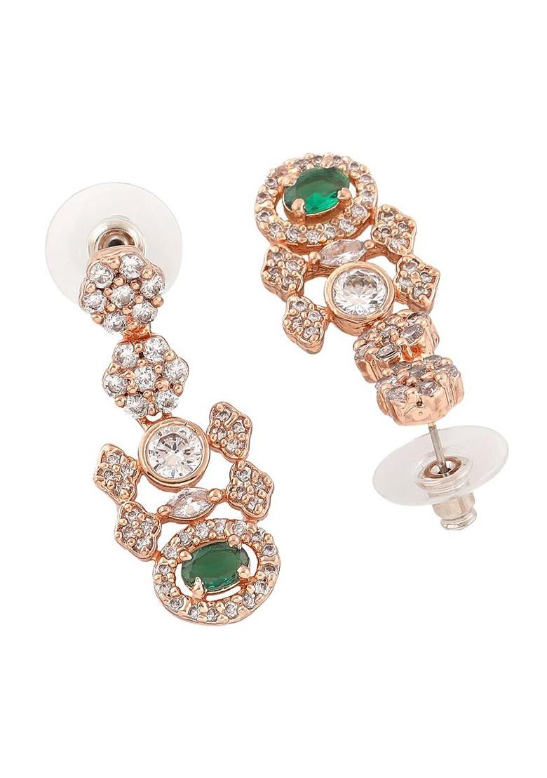 White Solid Gold Plated Earrings