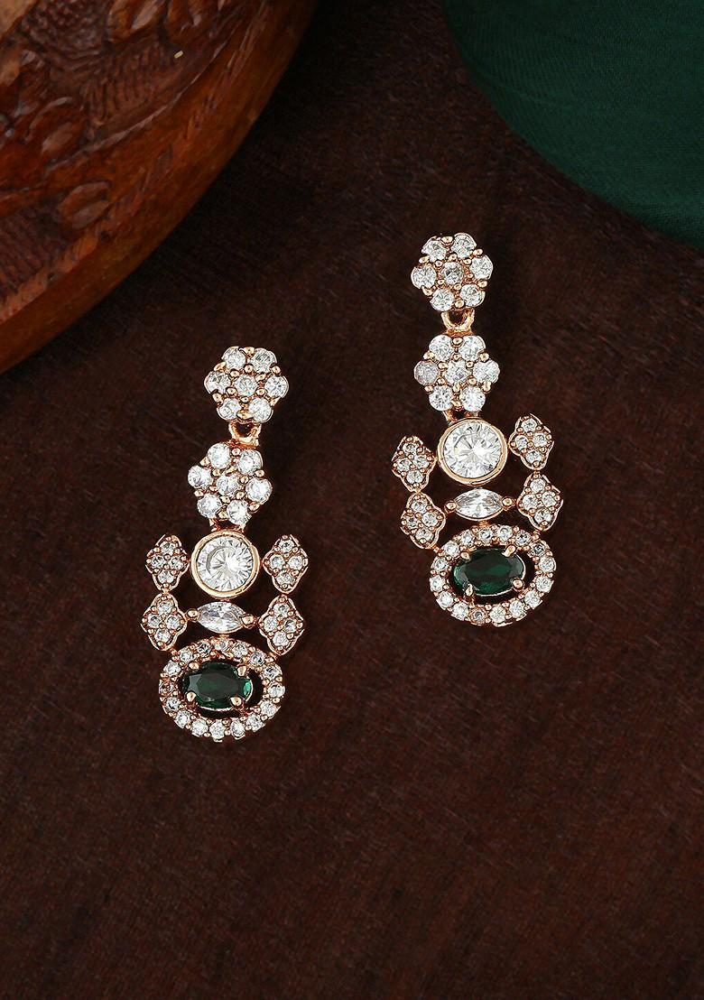 White Solid Gold Plated Earrings