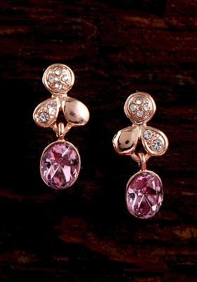 Purple Leaf Gold Plated Earrings