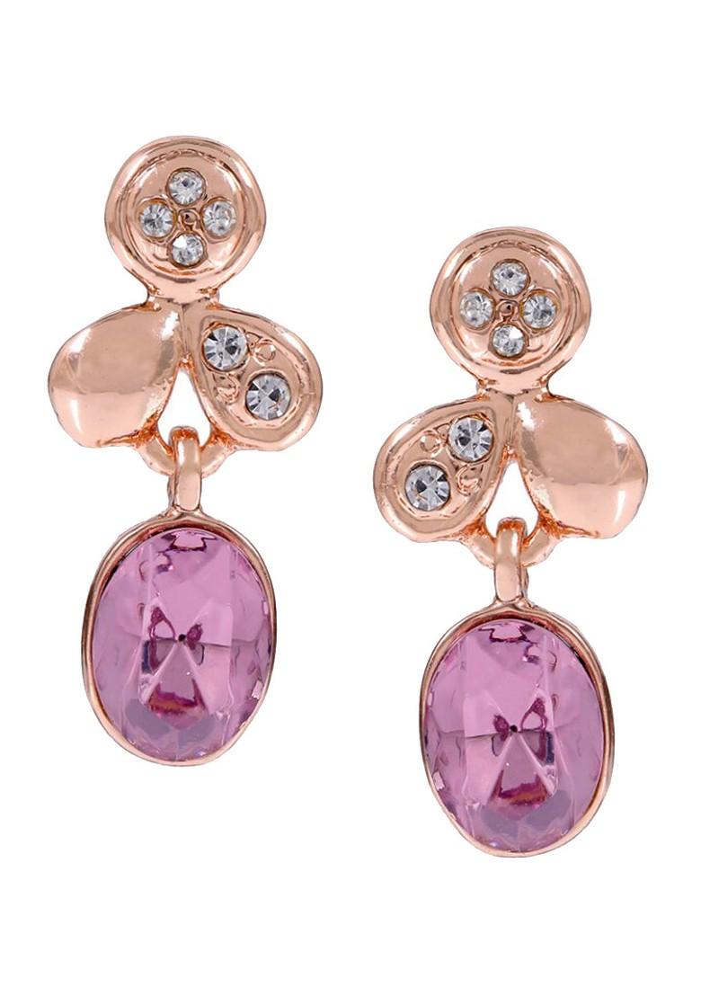 Purple Leaf Gold Plated Earrings