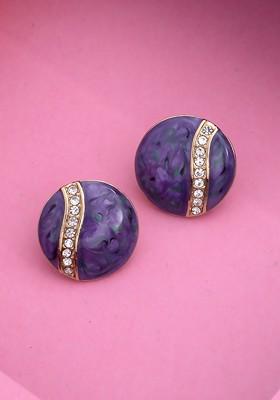 Purple Crystals Gold Plated Earrings