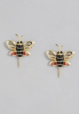 Red Studded Gold Plated Earrings