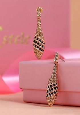 Black Studded Gold Plated Earrings