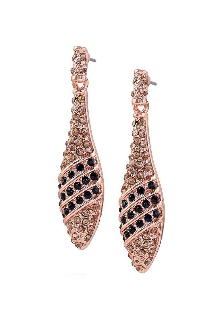 Black Studded Gold Plated Earrings