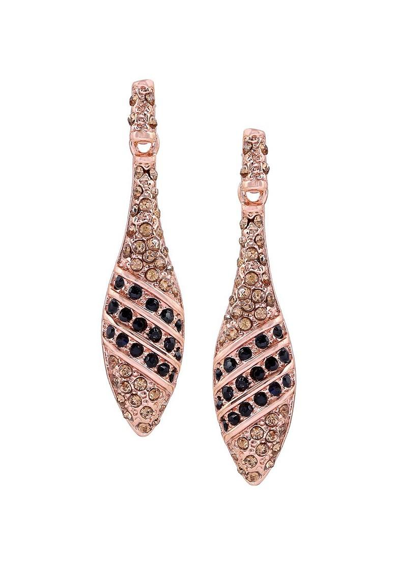 Black Studded Gold Plated Earrings