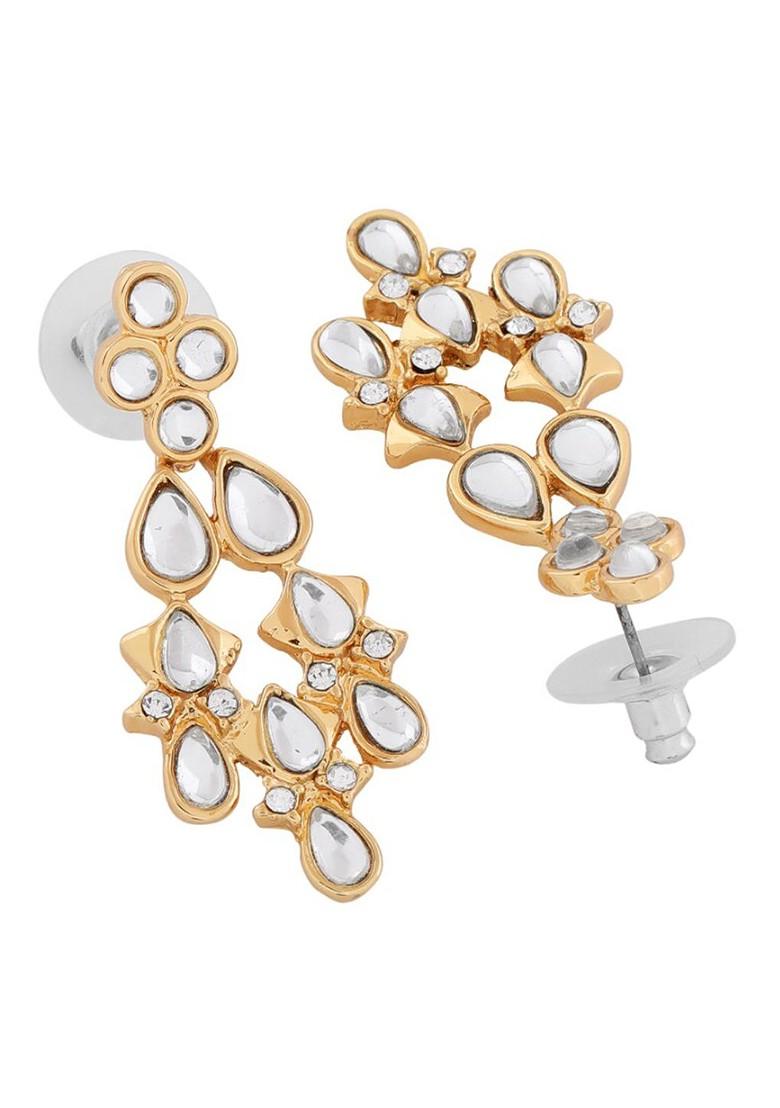 White Solid Gold Plated Earrings