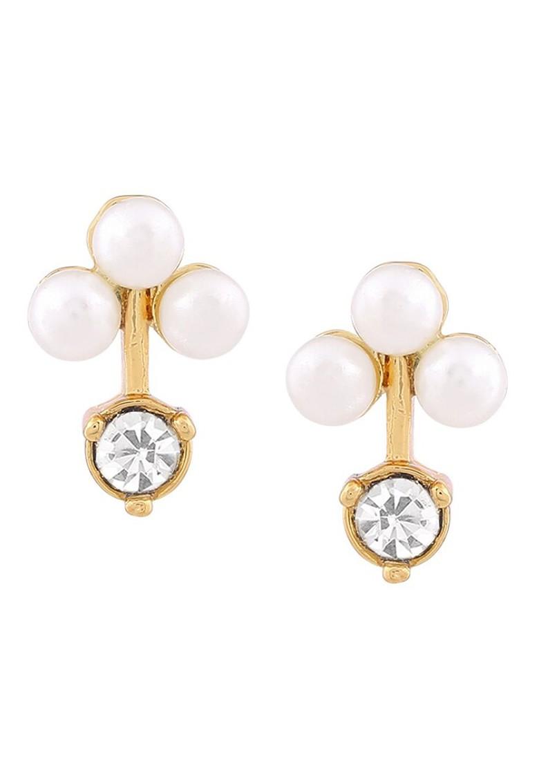White Studded Gold Plated Earrings