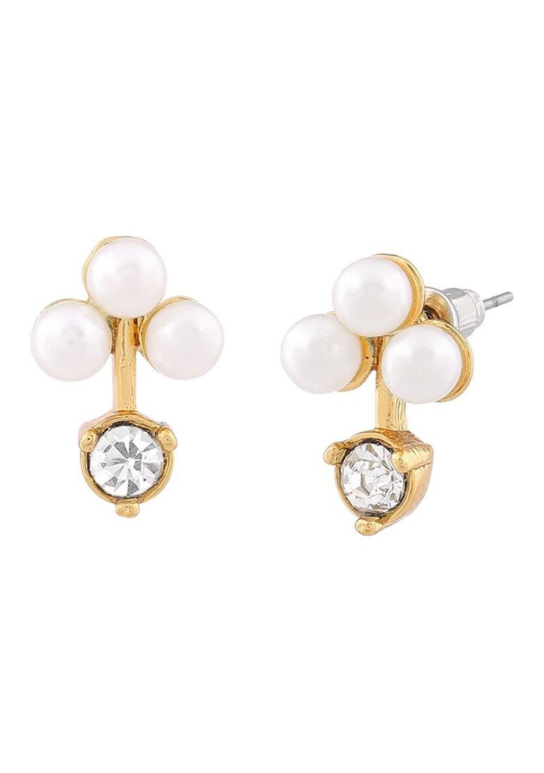 White Studded Gold Plated Earrings