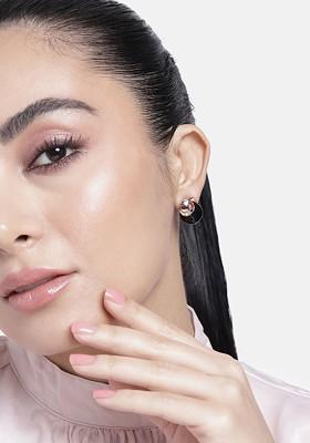 Black Studded Gold Plated Earrings