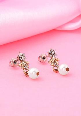 White Solid Gold Plated Earrings