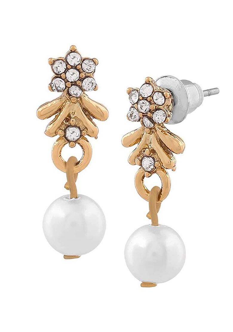 White Solid Gold Plated Earrings
