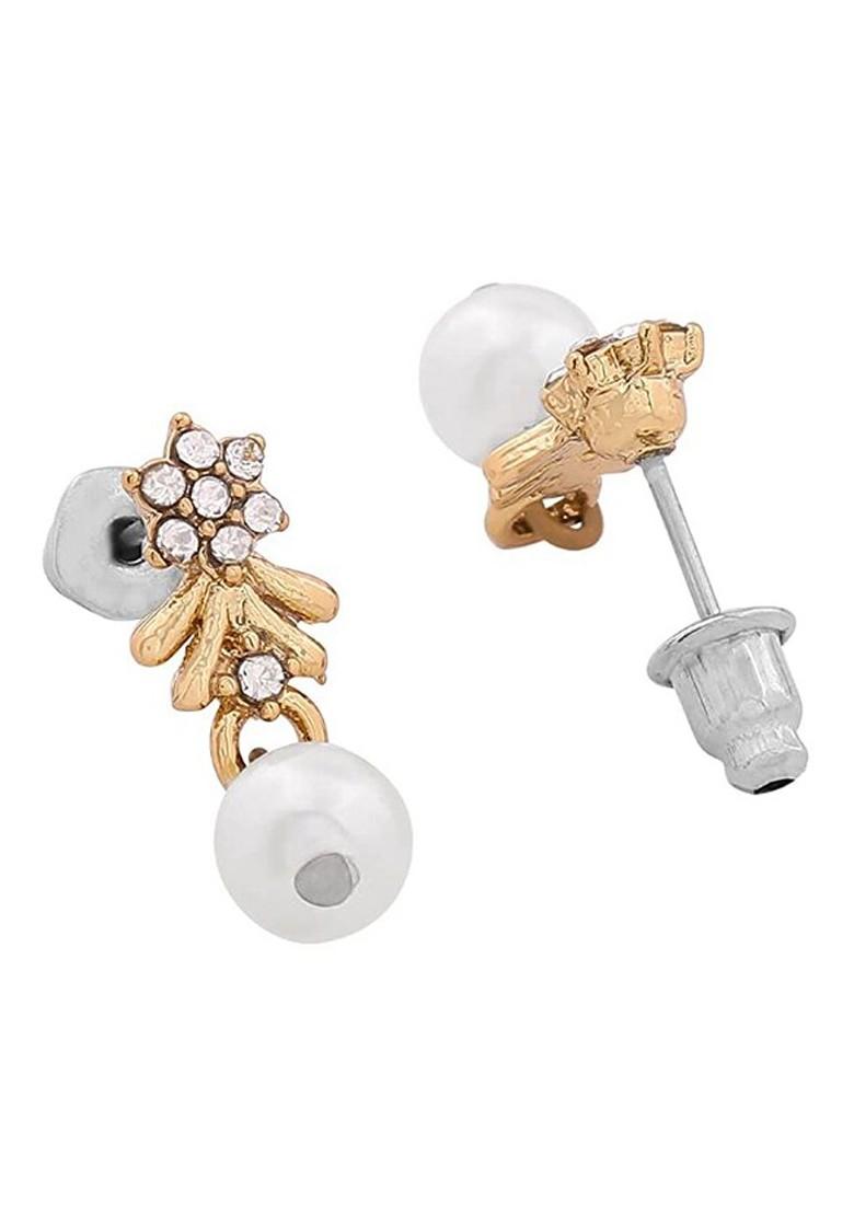 White Solid Gold Plated Earrings