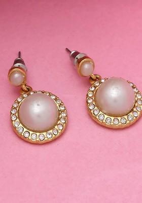 White Solid Gold Plated Earrings