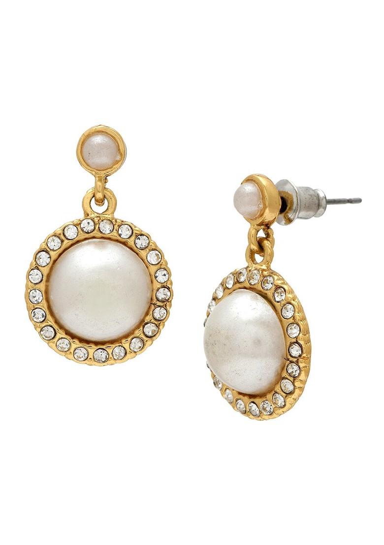 White Solid Gold Plated Earrings