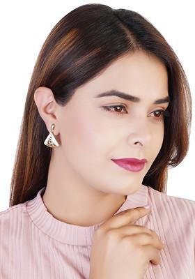 White Solid Gold Plated Earrings